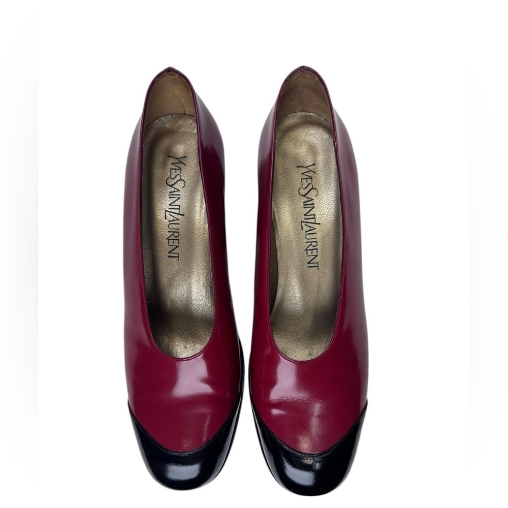 Vintage .Yves Saint Laurent Red and Black Stiletto Heels - Picture 3 of 8